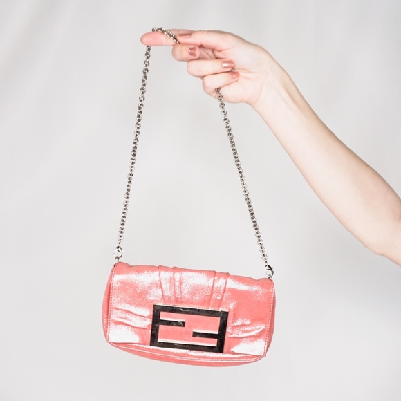 Fendi Handbags - Fendi Pink Sparkle Bagette Mini Pouchette Bag